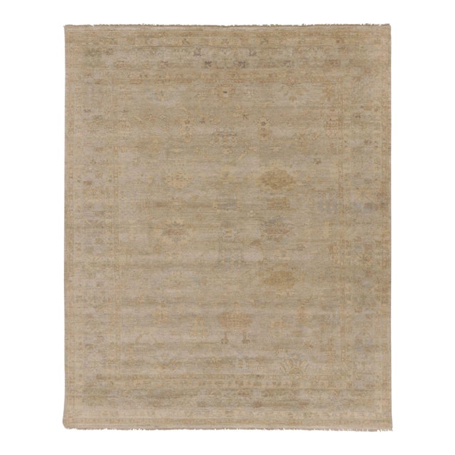 Rug & Kilim’s Oversized Contemporary Oushak Style Rug With Floral Pattern in Beige For Sale