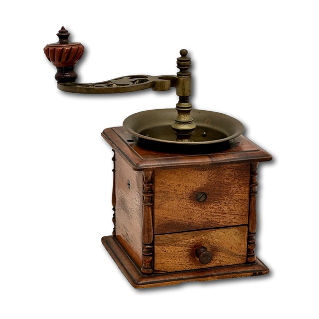 English Beautifully & Completely Hand Made Antique Mahogany & Brass Coffee Grinder - Circa Early 19th Century For Sale - Image 3 of 18