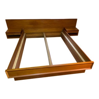 Mid-Century Danish Teak Platform Bedframe with Nightstands For Sale