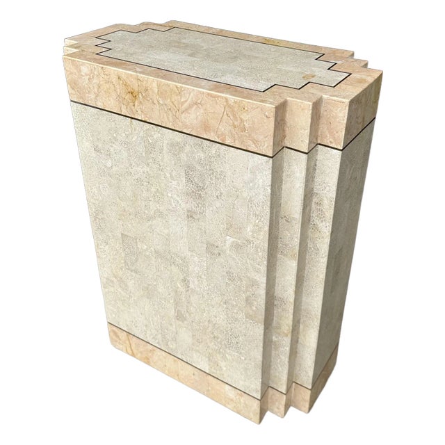 Maitland-Smith Tessellated Marble Stone Pedestal For Sale