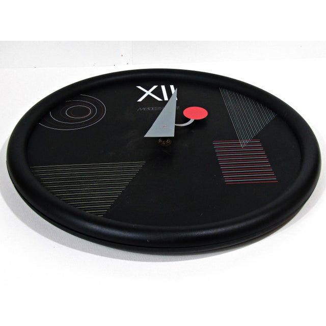Black 1986 Nicolai Canetti Modern Time Postmodern Wall Clock For Sale - Image 8 of 10