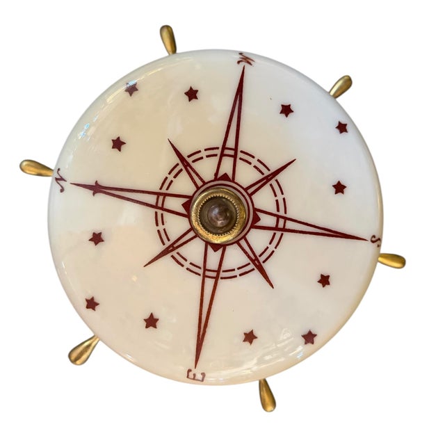 Mid-Century Modern Mid 19th Century Mid-Century Modern Nautical Sailing Compass Flushmount Wall Fixture For Sale - Image 3 of 8