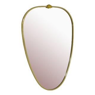Mid-Century German Asymmetric Brass Mirror, 1960s For Sale
