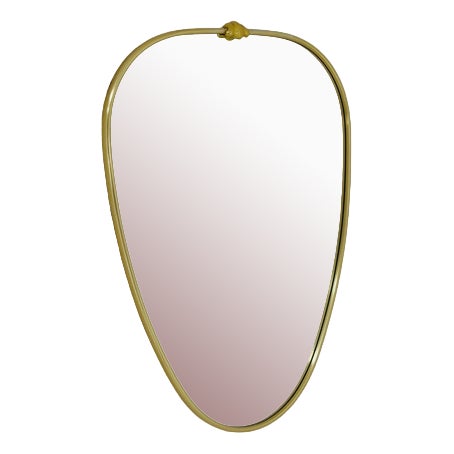 Mid-Century German Asymmetric Brass Mirror, 1960s For Sale