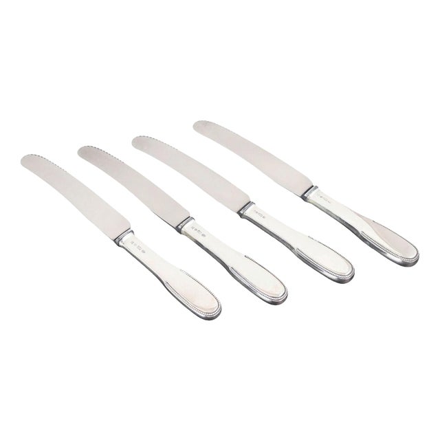 Dinner Knives in Silver and Stainless Steel by Evald Nielsen, 1930s, Set of 4 For Sale