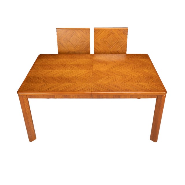 1980s Drexel Heritage Compatibles I Mid Century Modern Extendable Dining Table W/ 2 Leaves For Sale - Image 10 of 11