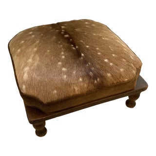 1950s Mid Century Ethan Allen Animal Hide Footstool Ottoman For Sale