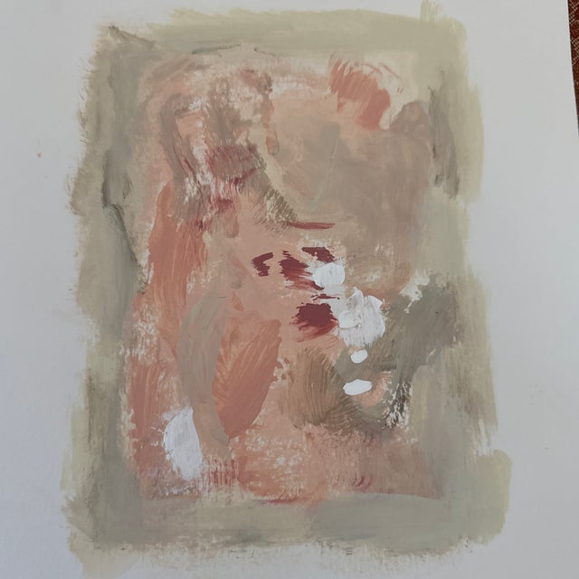 2020s Pair of Original Abstract Paintings on Paper Matted and Framed For Sale - Image 5 of 5