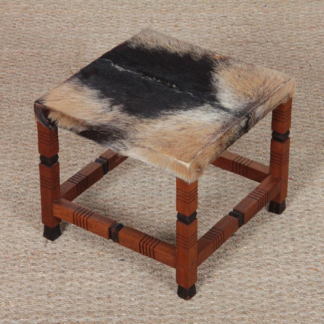 Wood and Leather Stool For Sale - Image 6 of 8