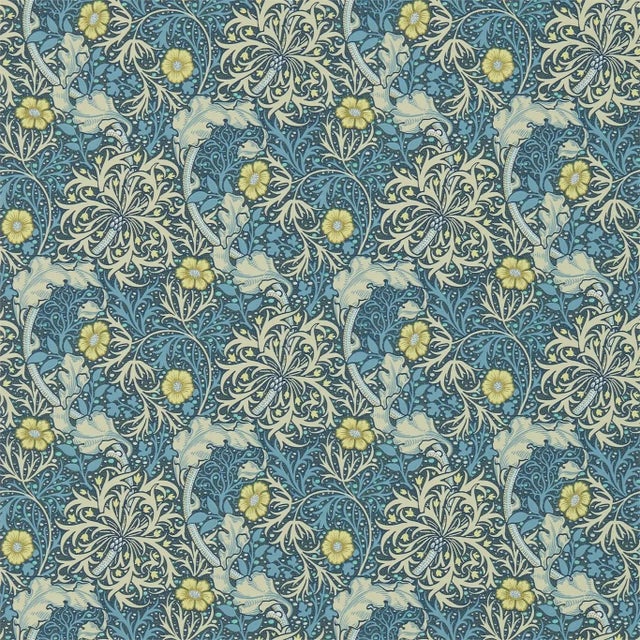 Morris & Co Morris Seaweed Wallpaper in Ink/Woad - a Sample For Sale