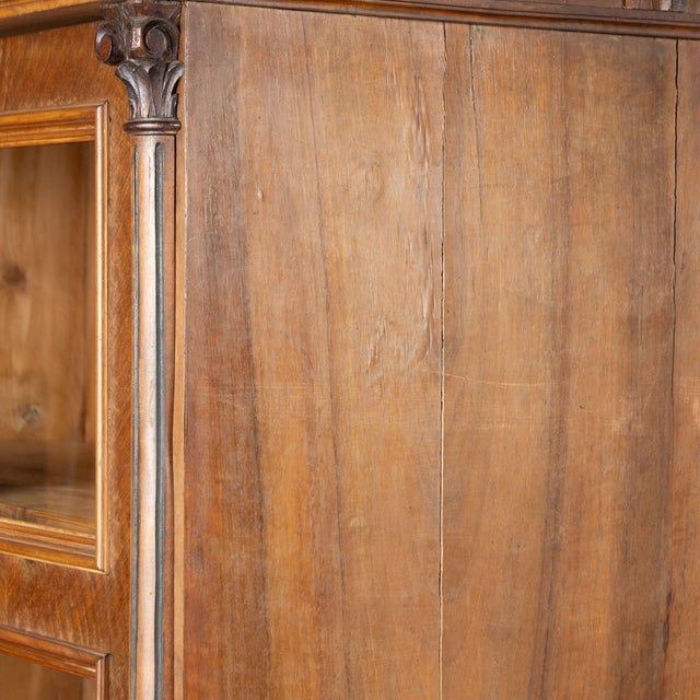 Pair, Late 19th Century Walnut Display Cabinet Bookcases With Glass Panels For Sale - Image 17 of 18