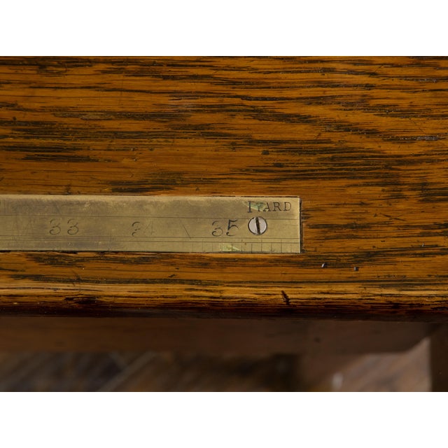English 19th Century Oak Drop Leaves Draper's Table with Brass Measuring Tape For Sale - Image 4 of 12