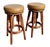 Brown Set of Four Mid Century Bamboo Swivel Bar Stools For Sale - Image 8 of 8