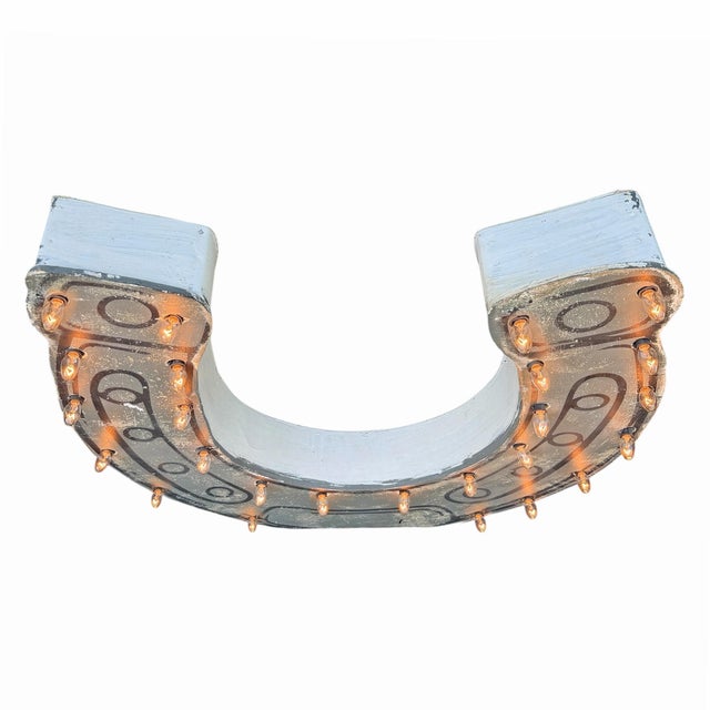 Vintage Light-Up Horseshoe Sign For Sale In Chicago - Image 6 of 12