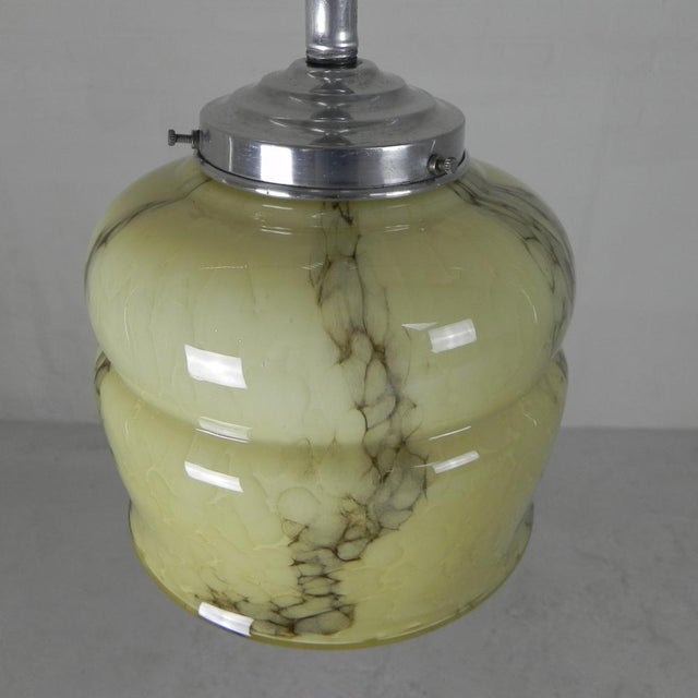 Art Deco Pendant Lamp with Marbled Glass Shade, 1930s For Sale - Image 11 of 17
