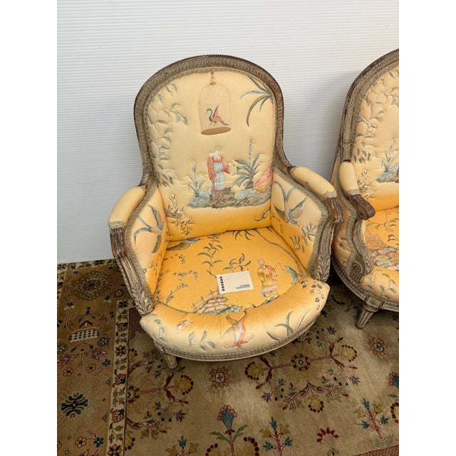 19th Century Delmar Chinoiserie Printed Bergere Chairs, Pair For Sale - Image 12 of 12