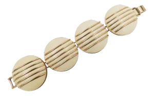 Vintage 1950s Signed Monet Goldtone & Ivory Colored Resin Bracelet