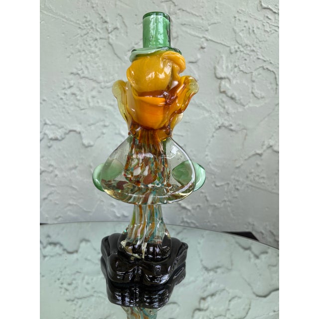 Vintage Tuscany Italian Hand-Blown Art Glass Clown Figurine With Aventurine Inclusions For Sale In Orlando - Image 6 of 12