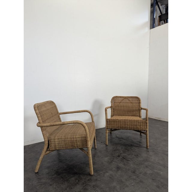 Brown Rattan Armchairs, 1950s, Set of 2, in Very Good conditions.