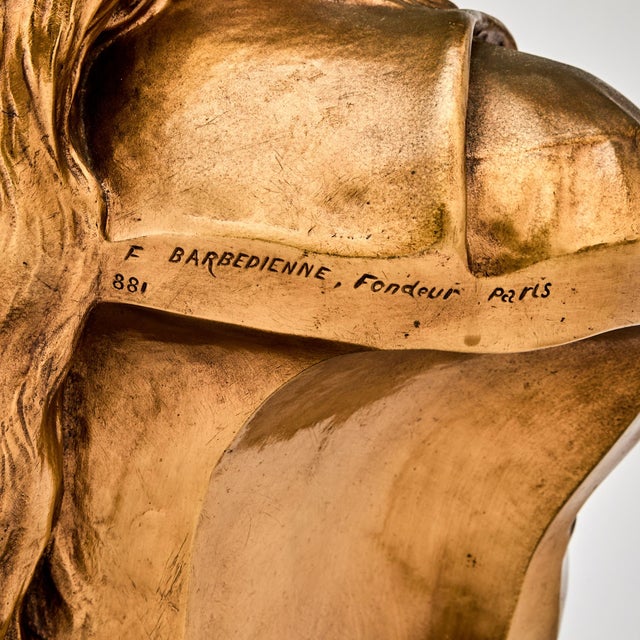 French 19th Century Bronze Sculpture/ Bust of a Woman, Signed F, Barbedienne For Sale - Image 9 of 10