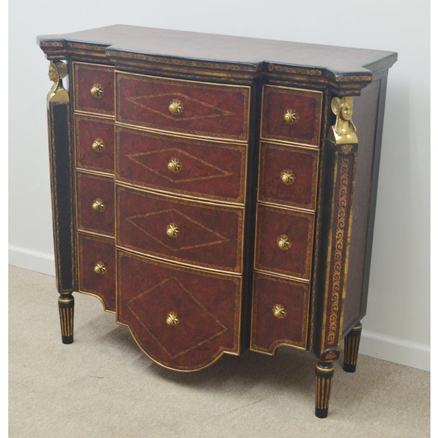 Art Nouveau Theodore Alexander Leather Chest of Drawers Commode For Sale - Image 3 of 11
