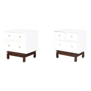 1950s Vintage Beige Lacquered Nightstands by American of Martinsville - Set of 2 For Sale