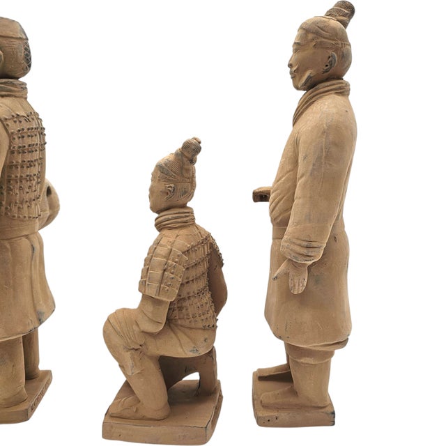 Vintage Lintong Museum Terracotta Warriors 5 Piece Boxed Replica Set 12" For Sale - Image 11 of 18