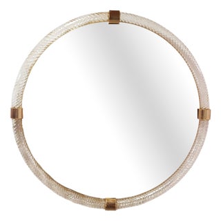 Torchon Tondo Murano Glass Mirror by Fratelli Tosi For Sale
