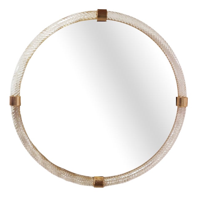 Torchon Tondo Murano Glass Mirror by Fratelli Tosi For Sale