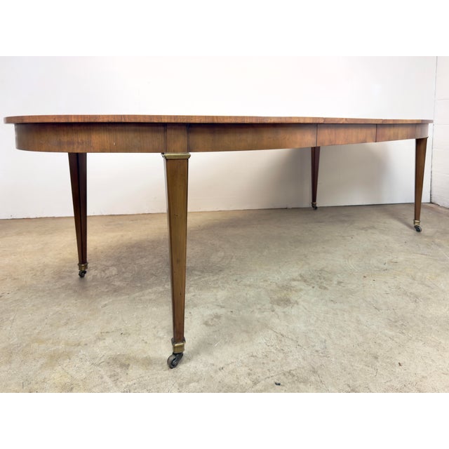 Brown Mid Century Era Regency Federal Style Oval Walnut Dining Table by Baker Furniture For Sale - Image 8 of 12