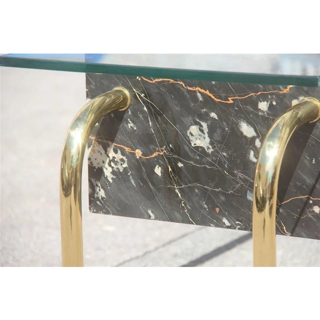 Metal Vintage Rectangular Italian Marble and Glass Coffee Table For Sale - Image 7 of 12