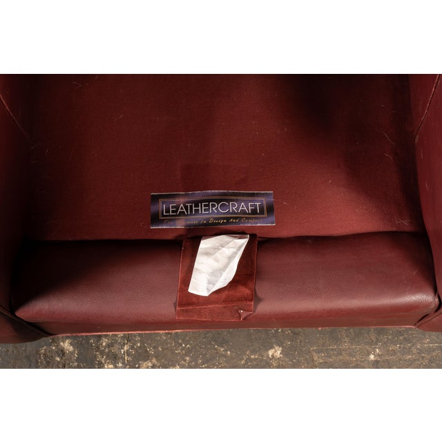 Late 20th Century Red Leather Armchair With Ottoman For Sale - Image 18 of 18