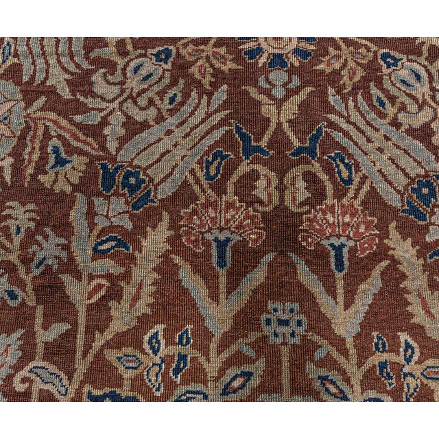 Indian Antique Indian Brown Handmade Wool Rug For Sale - Image 3 of 8