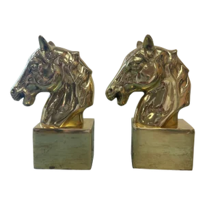 Vintage Brass Horse Head Bookends - a Pair