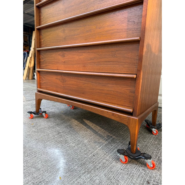 Lane Rhythm Walnut Highboy Dresser Mid Century Modern For Sale - Image 10 of 11
