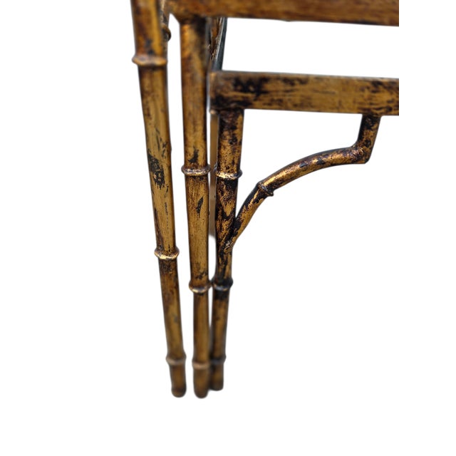Vintage Faux Bamboo Italian Regency Nesting End Table Gold Gilt Maison Style For Sale - Image 12 of 15