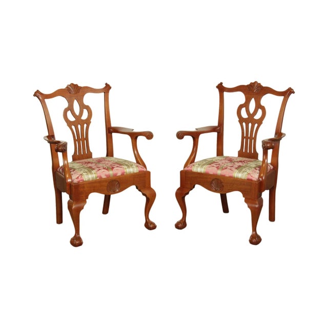 Chippendale Style Vintage Custom Crafted Ball & Claw Armchairs - A Pair For Sale - Image 13 of 13