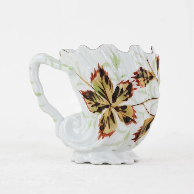 Vintage Floral Porcelain Shaving Mug With Hand-Painted Flowers – Antique Bathroom Décor For Sale - Image 4 of 10