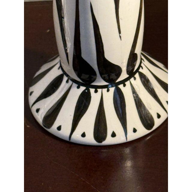 Vintage Evandale Pair 9” Porcelain Handpainted Black/White Noble Signed Candleholders-Pair For Sale In Phoenix - Image 6 of 6