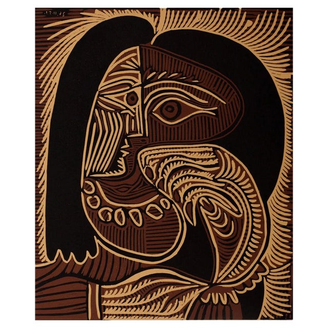 After Pablo Picasso, Woman's Face, Linocut For Sale