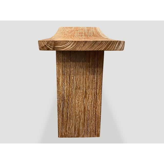Andrianna Shamaris Minimalist Teak Wood Bench For Sale - Image 4 of 6