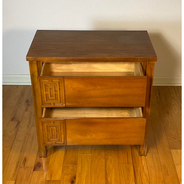 Dixie Furniture Mid Century Modern Two Drawer Single Commode Nightstand