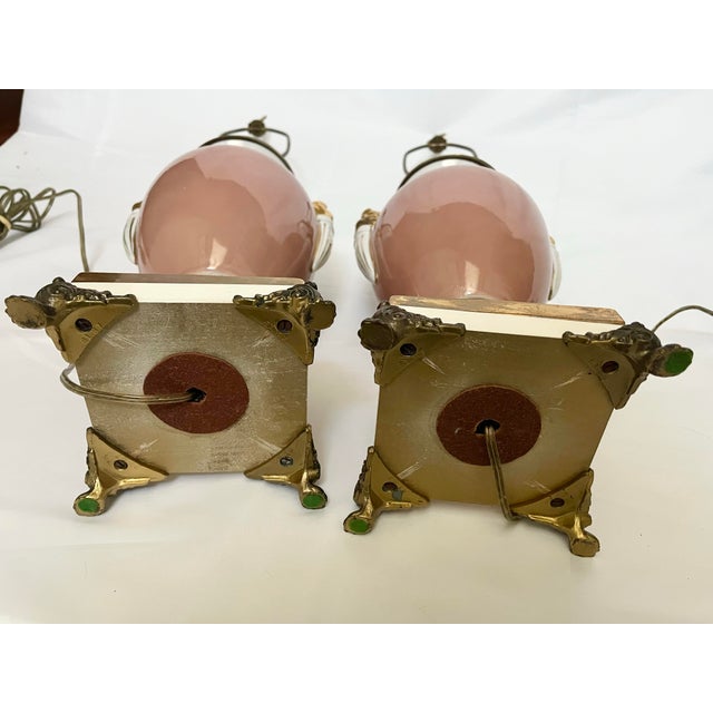 Vintage Paul Hansen Regency Trophy Lamps in Shell Pink - A Pair For Sale - Image 9 of 12