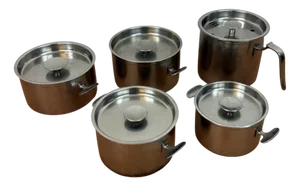 Gero Zilmeta Stainless Steel Cookware by Dick Simonis, 1950s, Set of 5