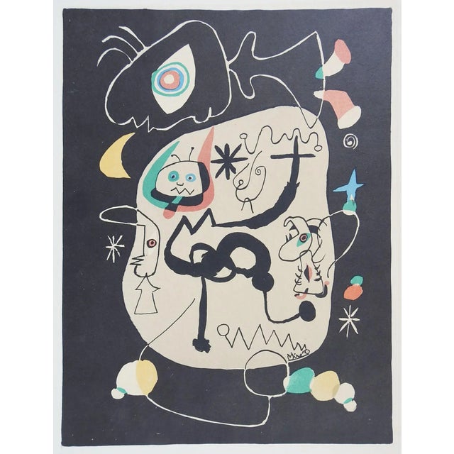Vintage Mid 20th Century Abstract Miro Lithograph Print For Sale - Image 4 of 4