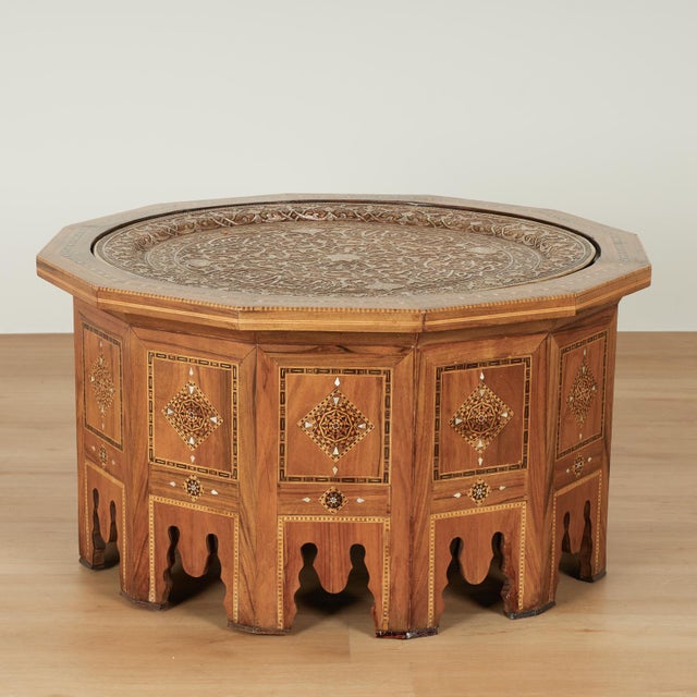 Moroccan Antique Moroccan Inlaid Table With Tray Top For Sale - Image 3 of 15