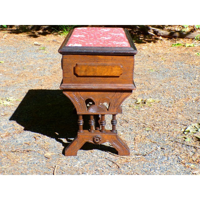 Brown Antique Victorian Slipper Bench Solid Walnut Sewing Stool For Sale - Image 8 of 14
