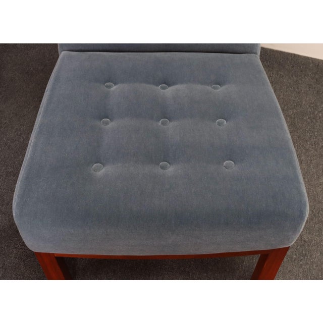Pair of Mahogany and Blue Mohair Slipper Chairs by Edward Wormley for Dunbar For Sale - Image 10 of 18