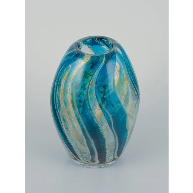 Italian glass artist, unique art glass vase in modernist design. Circa 1980s. Illegibly signed Perfect condition....