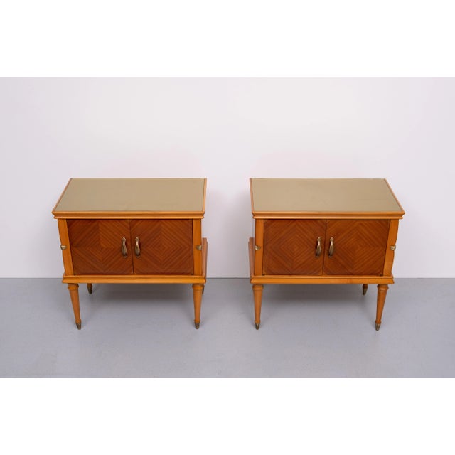 Brown Italian Walnut Nightstands, 1950s, Set of 2 For Sale - Image 8 of 10